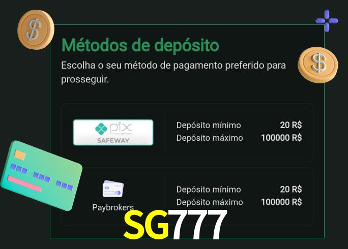 O cassino SG777 oferece uma grande variedade de métodos de pagamento